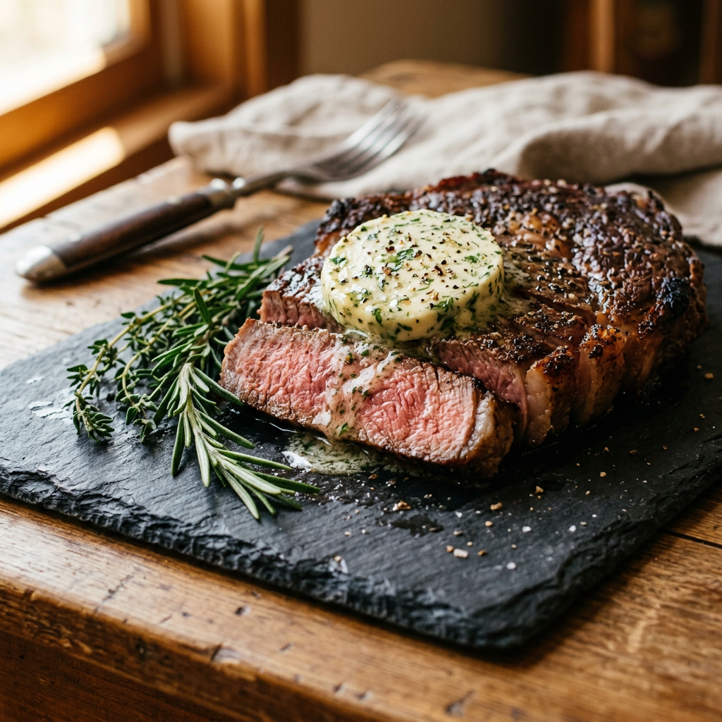Compound Butter Steak with Butter Olive Oil