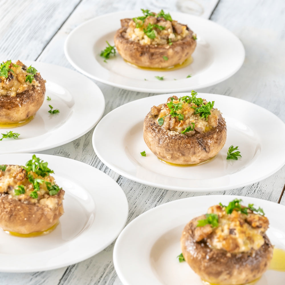 Tuscan Herb Cranberry Stuffed Mushrooms