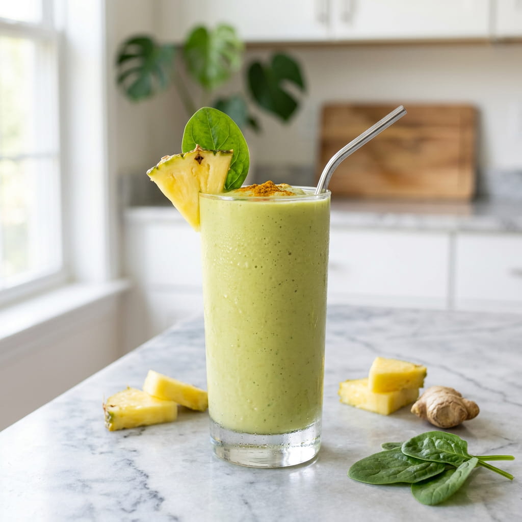 Pineapple Balsamic Basil Olive Oil Green Smoothie