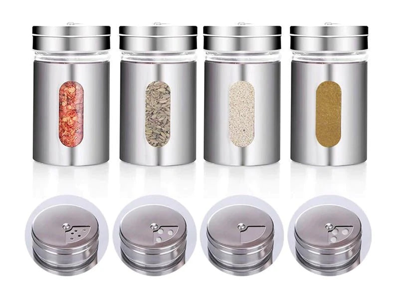 Stainless steel best sale spice jar set