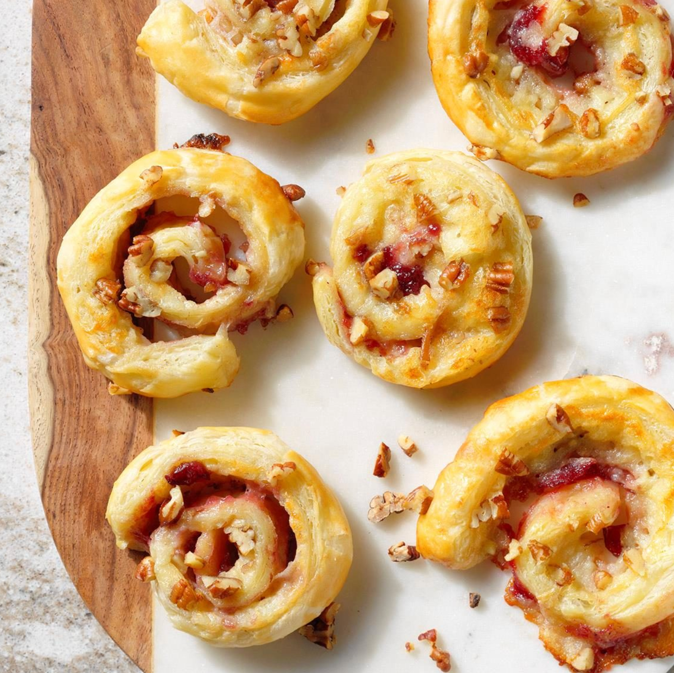 Cranberry Brie Puff Pastry Swirls