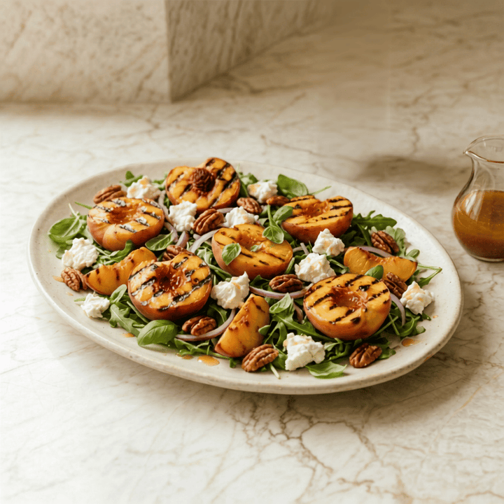 Grilled Peach Salad with Chipotle Vinaigrette