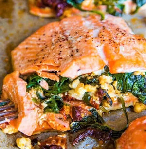 Stuffed Baked Pesto Salmon