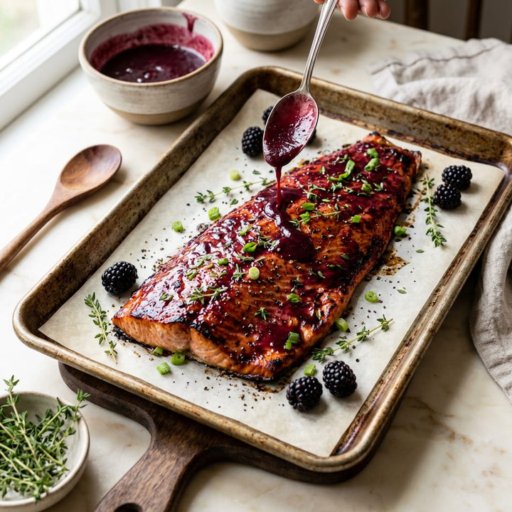 Blackberry Ginger Balsamic Glazed Salmon