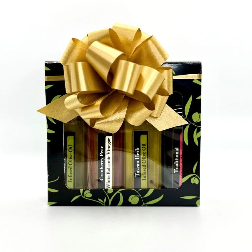 Olive Oil and Vinegar Sampler Gift Set with Tuscan Herb Olive Oil Cranberry Pear Vnegar Garlic Olive Oil and Traditional Vinegar