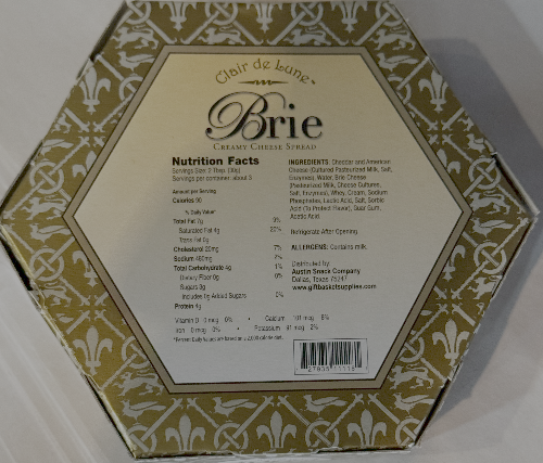 Brie Cheese Spread back with nutrition