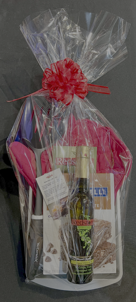 Brownie Orange Olive Oil Gift Set wrapped with bow