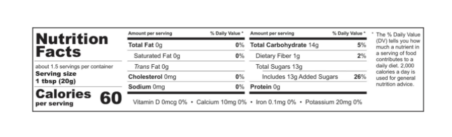 Calabrian Chili Orange Spread Nutrition chart