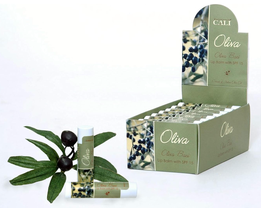 Oliva Lip Balm with Olive Oil and SPF display package