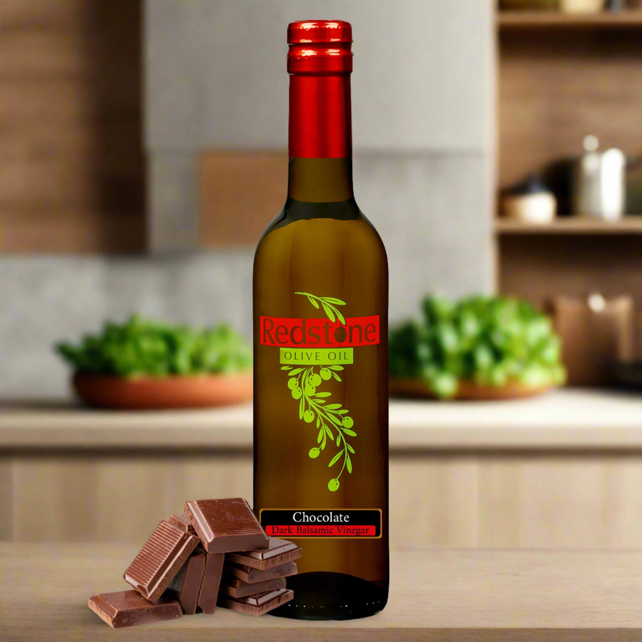 Dark Chocolate Balsamic Vinegar bottle with a pour spout