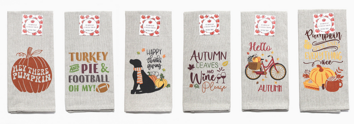 Fall Harvest Saying Tea Towel