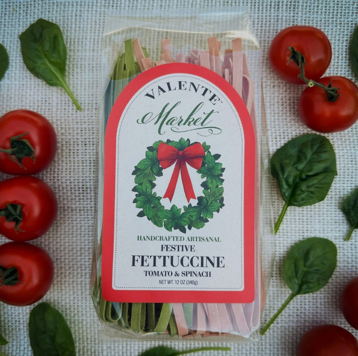 Festive Fettuccine with basil and tomato 