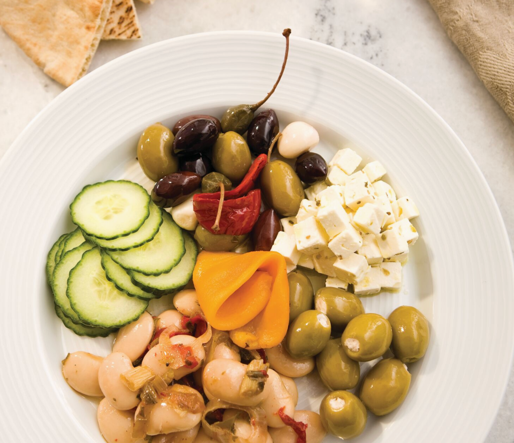 Feta Cheese Stuffed Olives on plate