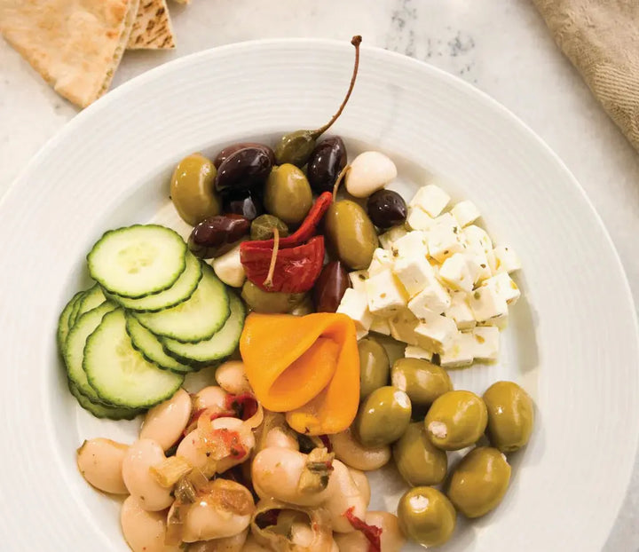 Feta Cheese Stuffed Olives on plate