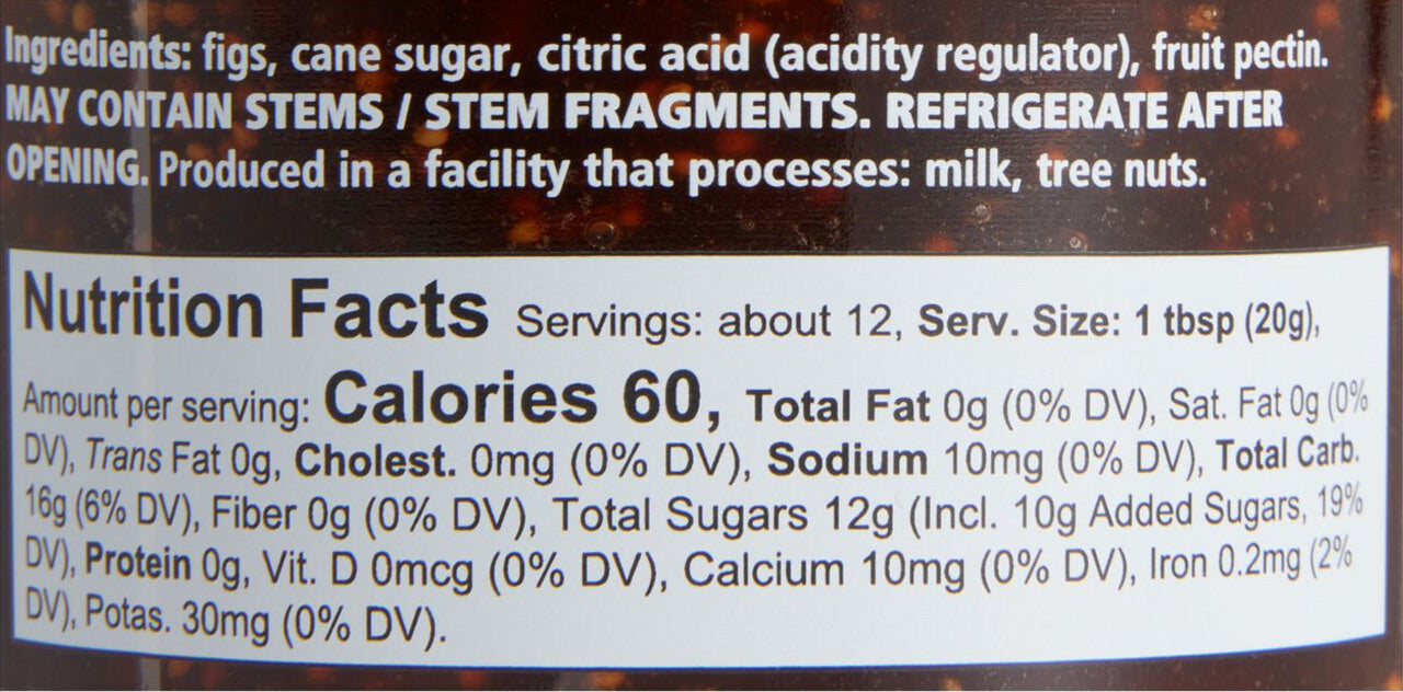 Fig Spread Ingredients and Nutrition