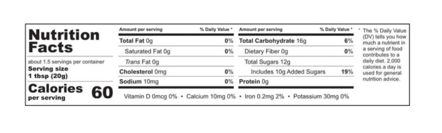 Fig Spread 1.05 oz Nutrition Label