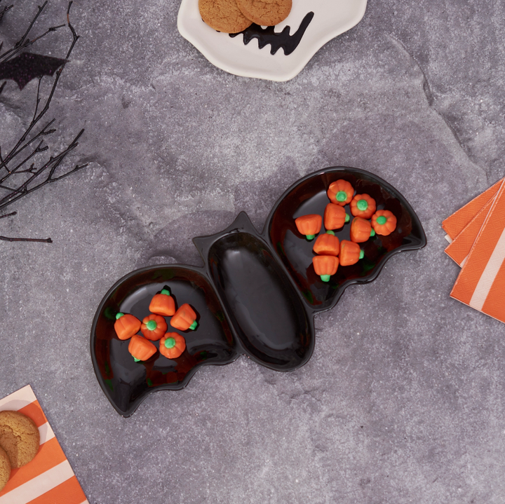 Flying Bat Plate with candie pumpkins