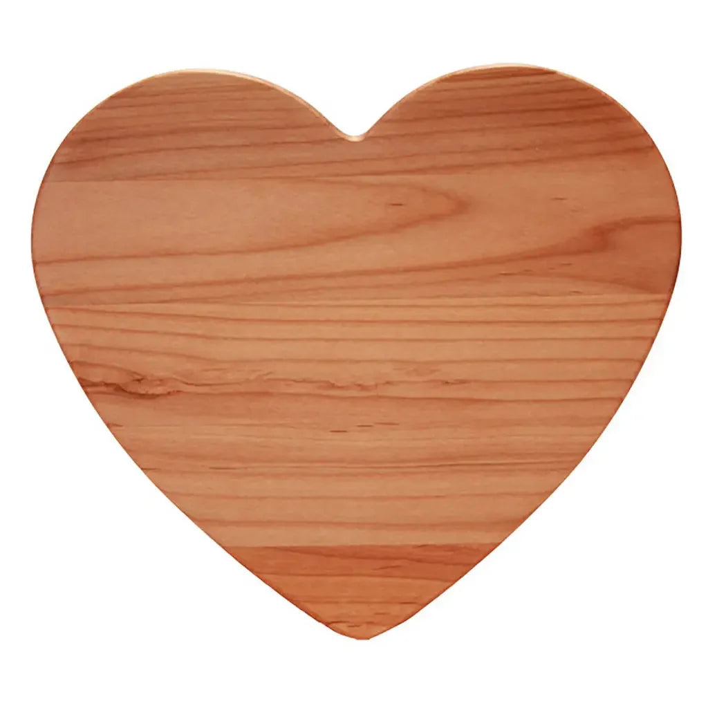 Redstone Heart Shaped Serving Board on white background — sustainable American hardwood charcuterie and appetizer board