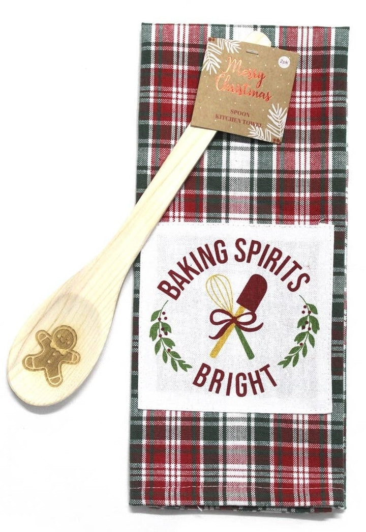 Holiday Towel and Spoon - Baking Spirits Bright