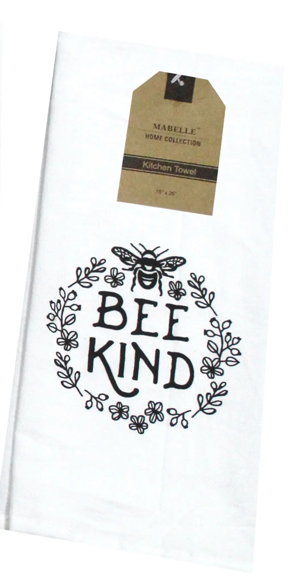 Inspire me cotton tee towel with saying BEE KIND