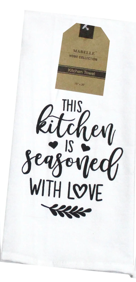 Inspire Me Cottong Tee Towel This Kitchen is seasoned with love