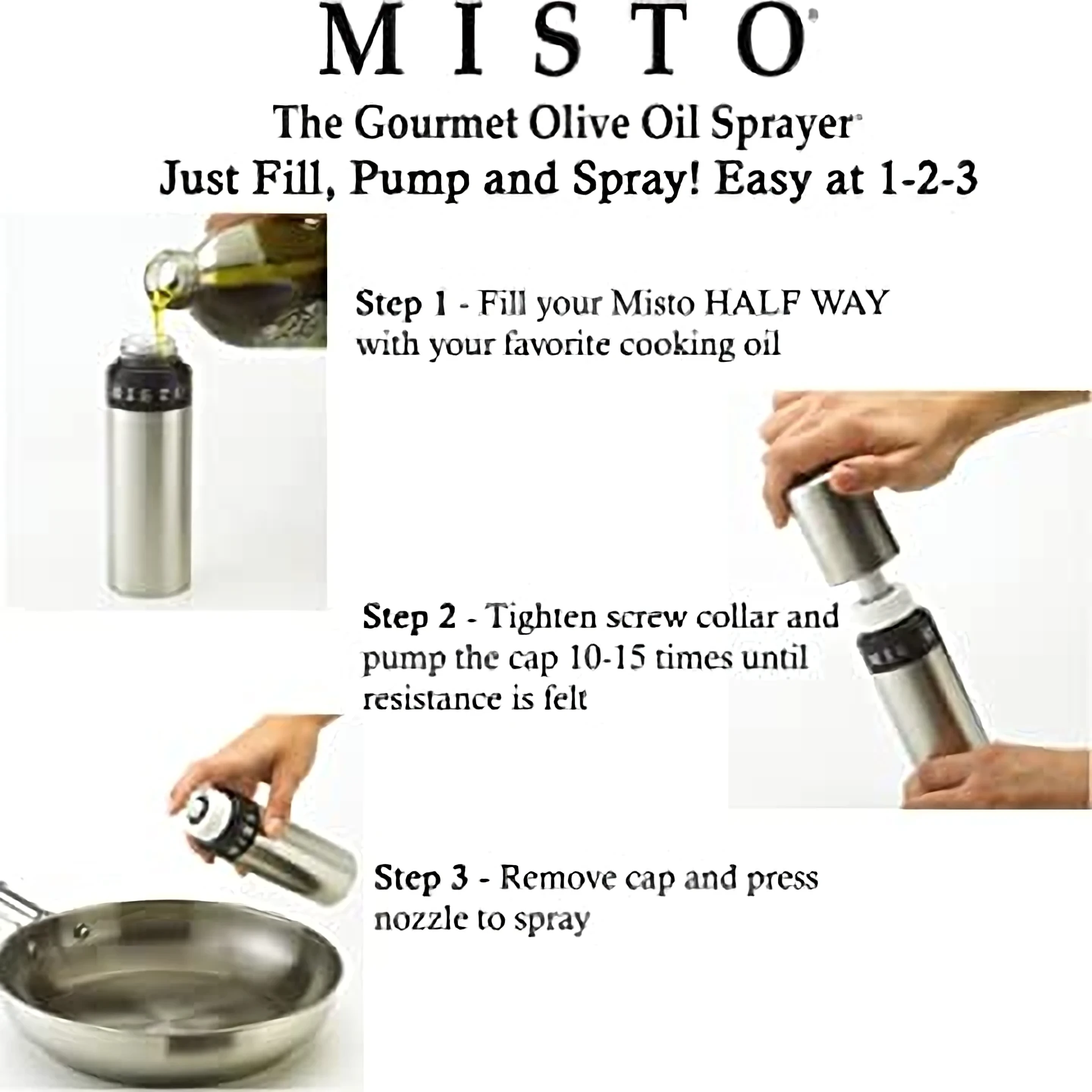 Misto oil sprayer with pump action for easy use