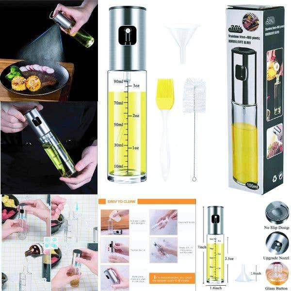 Redstone Premium Olive Oil Sprayer in packaging box — 304 stainless steel and food-safe glass misting bottle