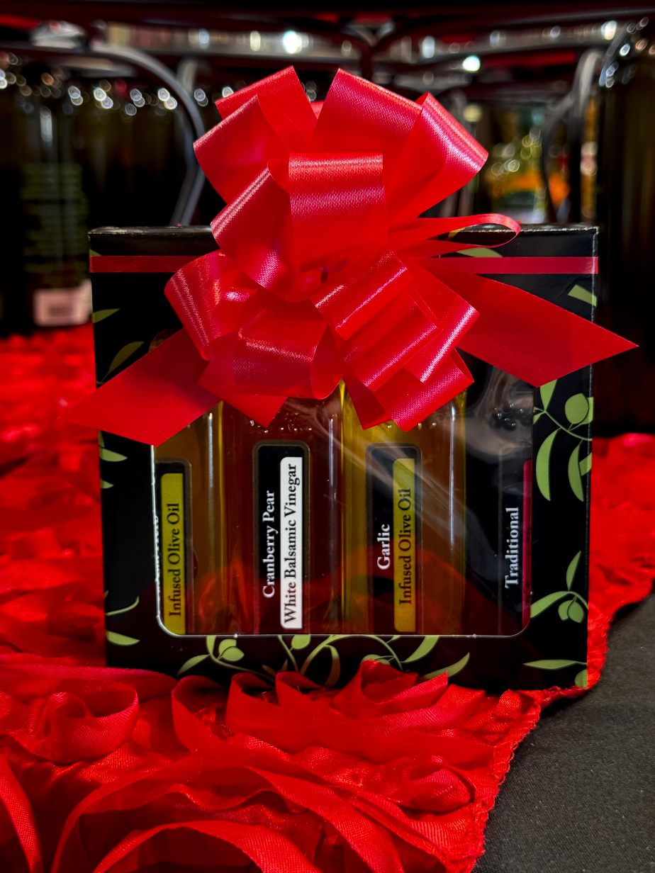 Olive Oil and Vinegar Sampler Gift Set with Tuscan Herb Olive Oil Cranberry Pear Vnegar Garlic Olive Oil and Traditional Vinegar