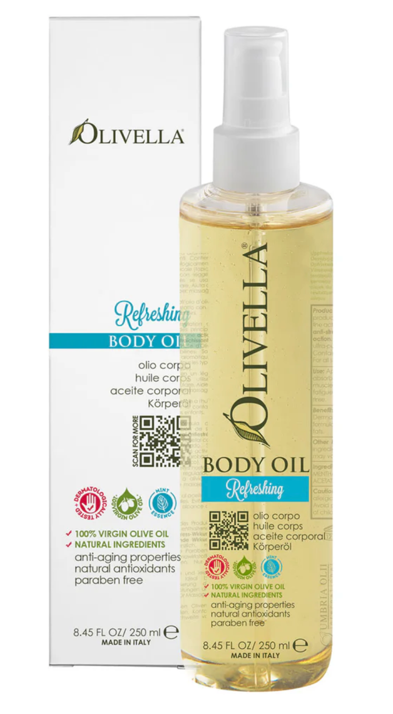 Olivella Body Oil Refreshing box and bottle