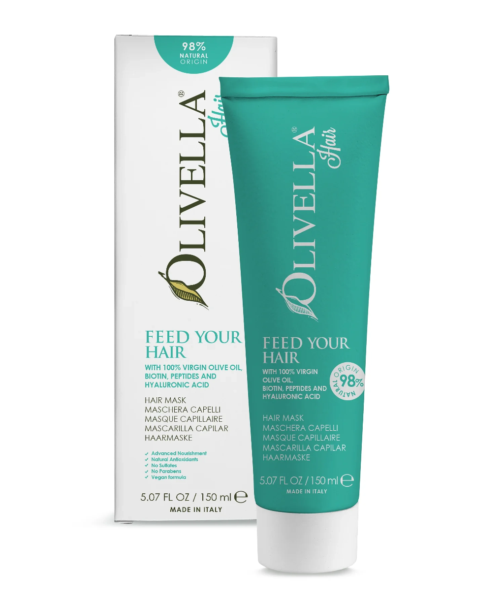 Oliveela hair mask box and tube