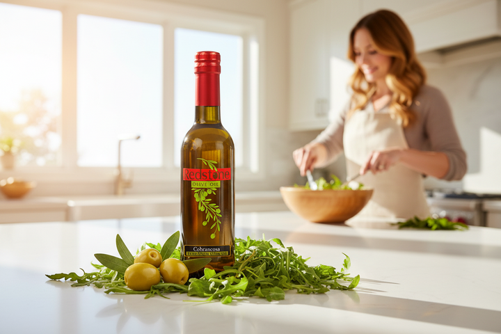Portuguese Cobrancosa Robust Extra Virgin Olive Oil IOO591RO25 in kitchen