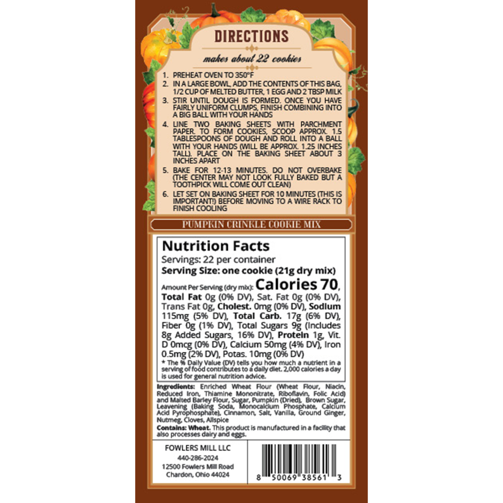 Pumpkin Crinkle Cookie Mix back