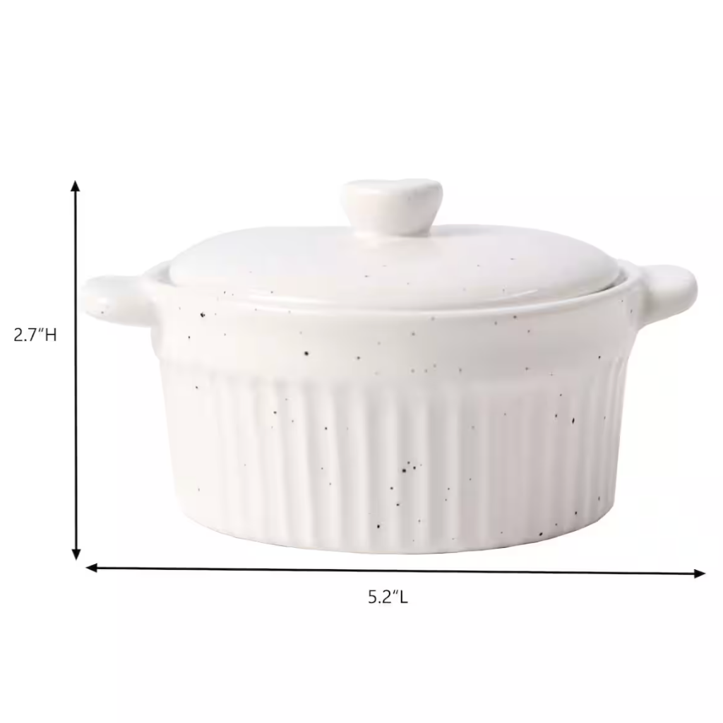 White Ramkin with measurements 5 x 2"