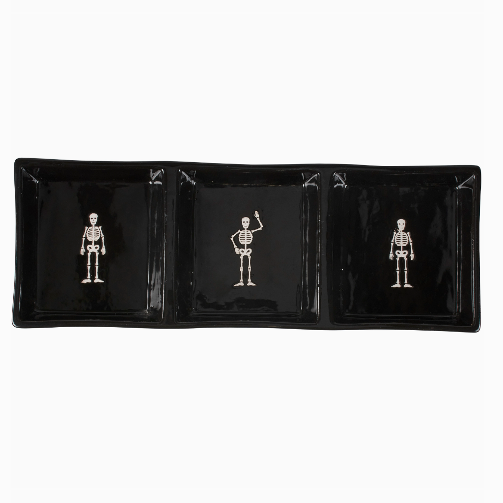 Skeletons Tidbit Stoneware Tray front