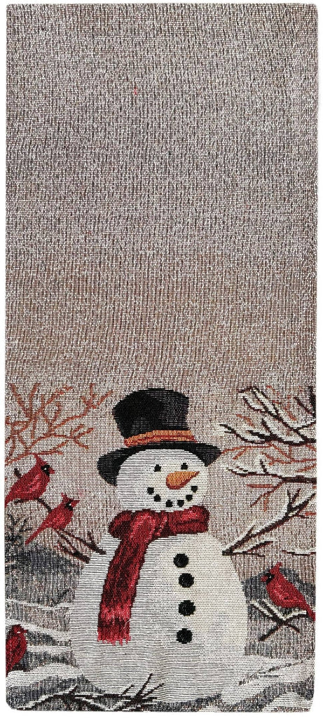 Snowman Tapestry Table Runner Birds