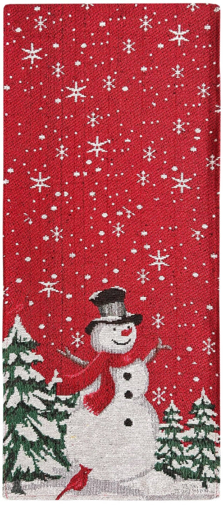 Snowman Tapestry Table Runner Trees