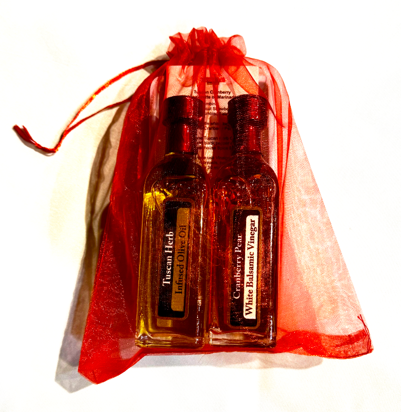 Tuscan Herb and Balsamic Vinegar Gift set in a red organza bag