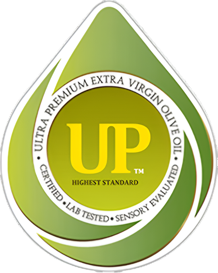 Ultra Premium Extra Virgin Olive Oil logo with UP letters