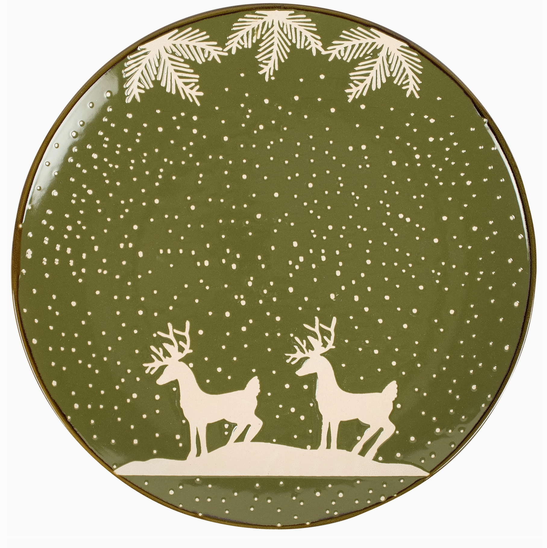 White Deer Ceramic Plate