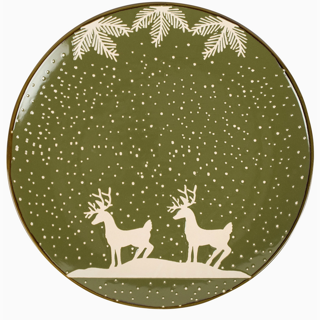White Deer Ceramic Plate