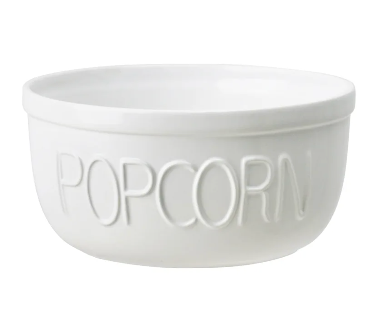 White Stoneware Popcorn Bowl