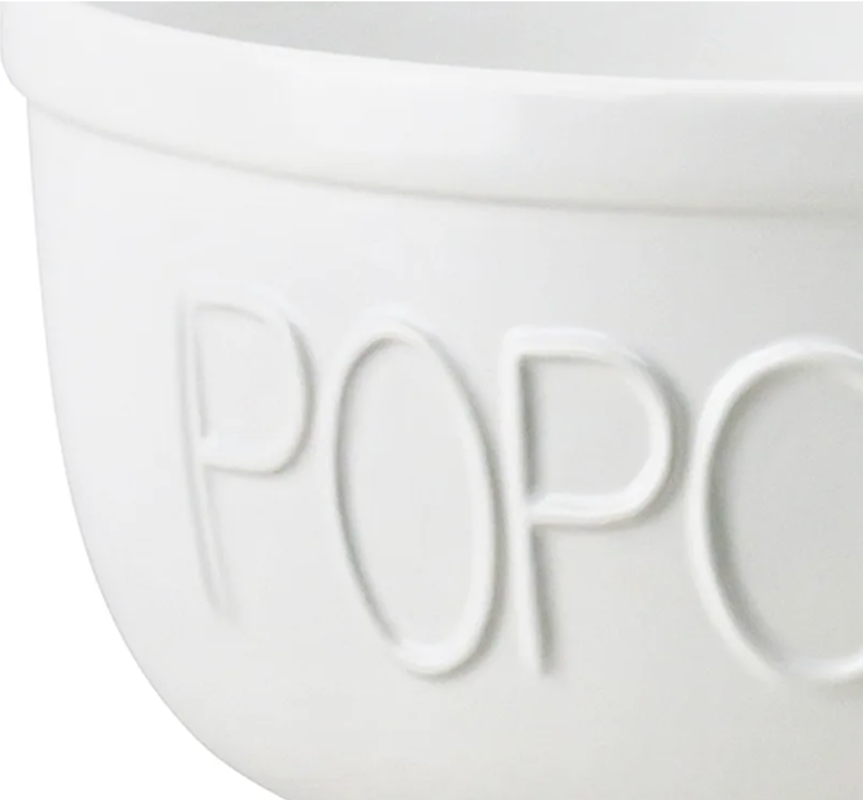 White Stoneware Popcorn Bowl