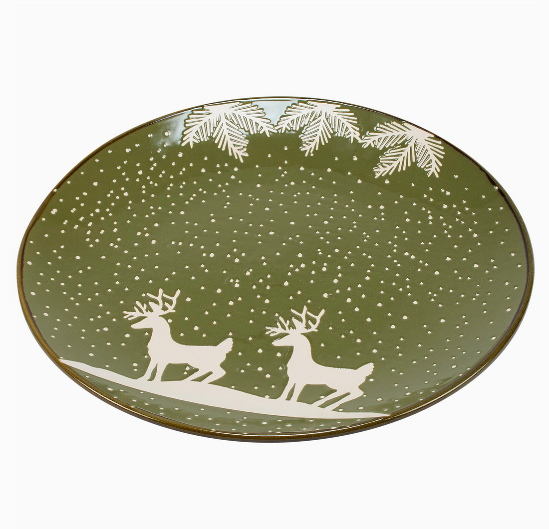 White Deer Ceramic Plate
