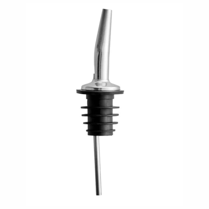 Non-weighted stainless steel olive oil pour spout with black rubber stopper